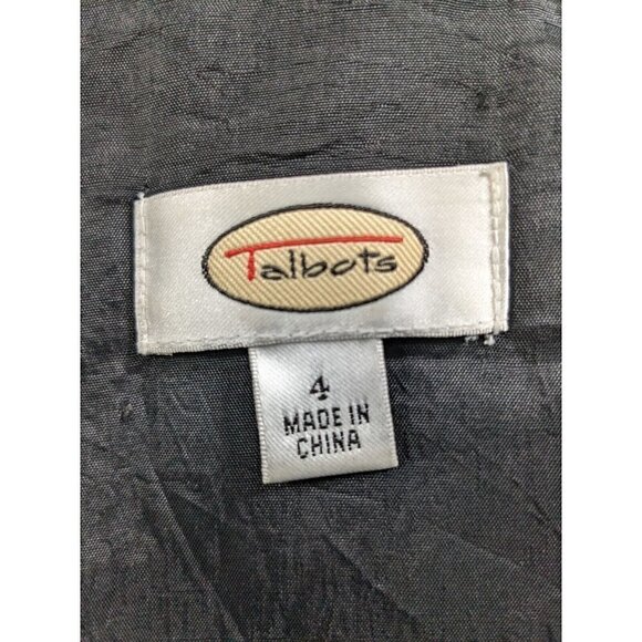 Talbots Dress Womens 4 Roses Boho Floral Black White Cotton Stretch Pockets - Picture 3 of 16